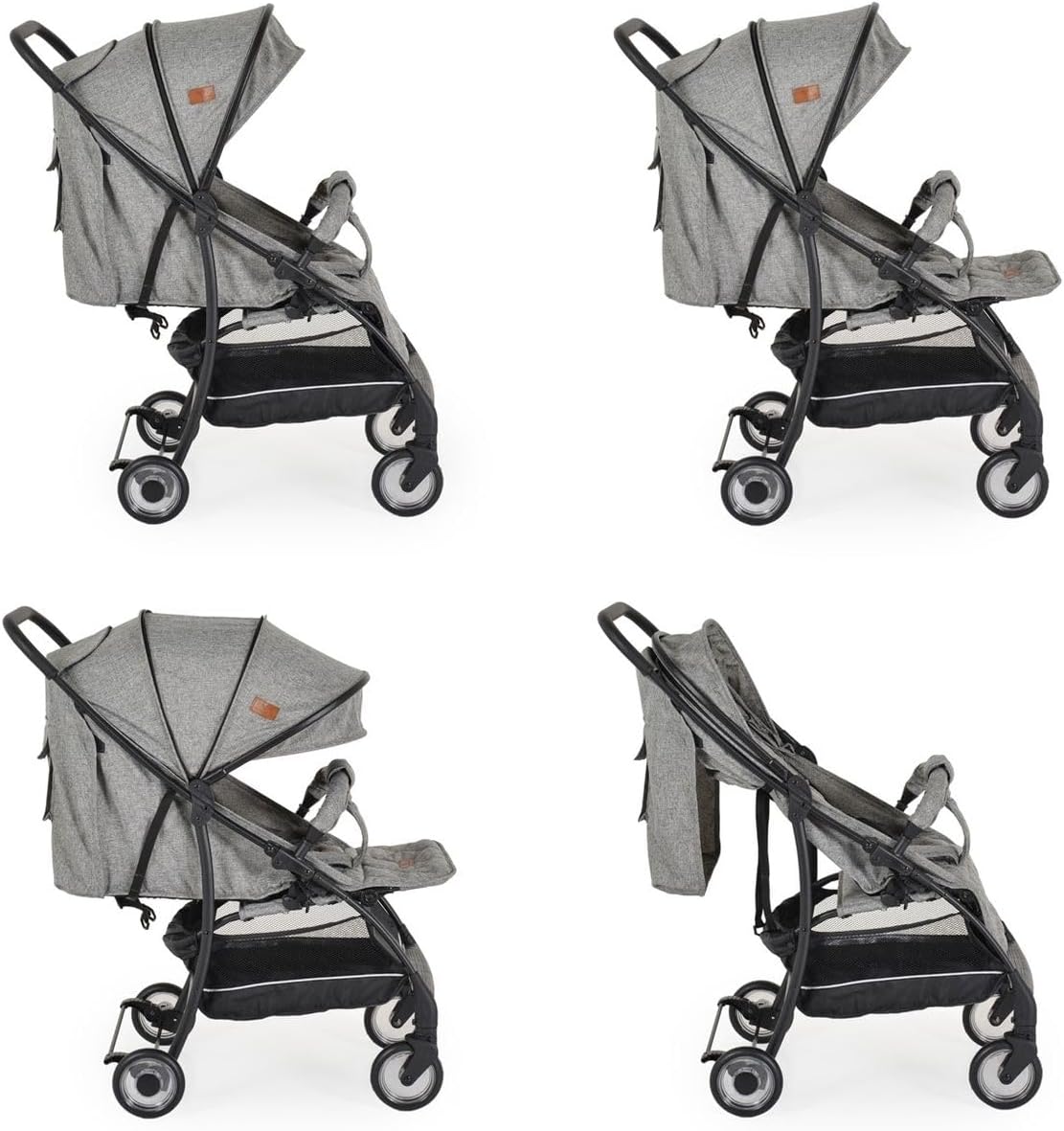 Cangaroo London Buggy in various positions, including folded and unfolded