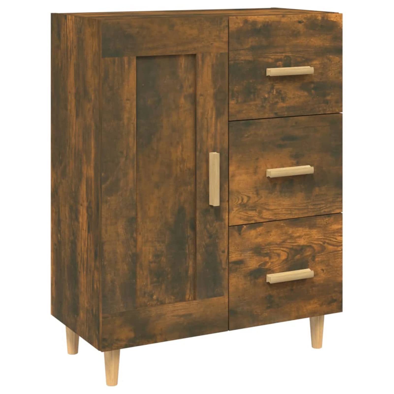 Tidyard Buffet Bois Buffet Cuisine Commode Meubles Rangement Organisateur de Maison 69,5x34x90 cm Bois d'ingénierie Chêne fumé