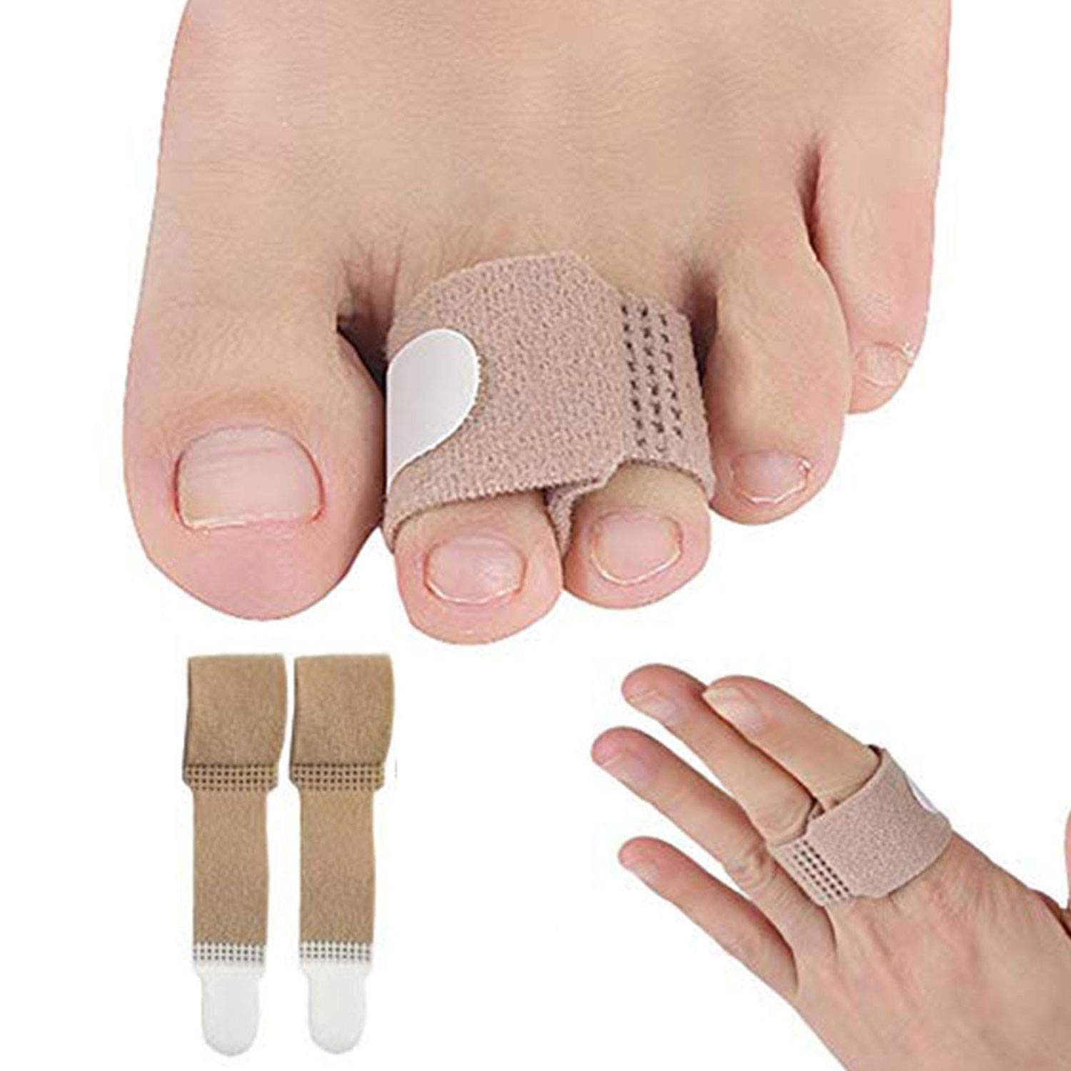 PEDIMENDBroken Hammer Toe Straightener Splints (2PCS) | Broken Toe Bandages | Fabric Toe Wraps to Protect Broken Toes & Separate Hammer Toes | For Trigger Fingers | For Men & Women
