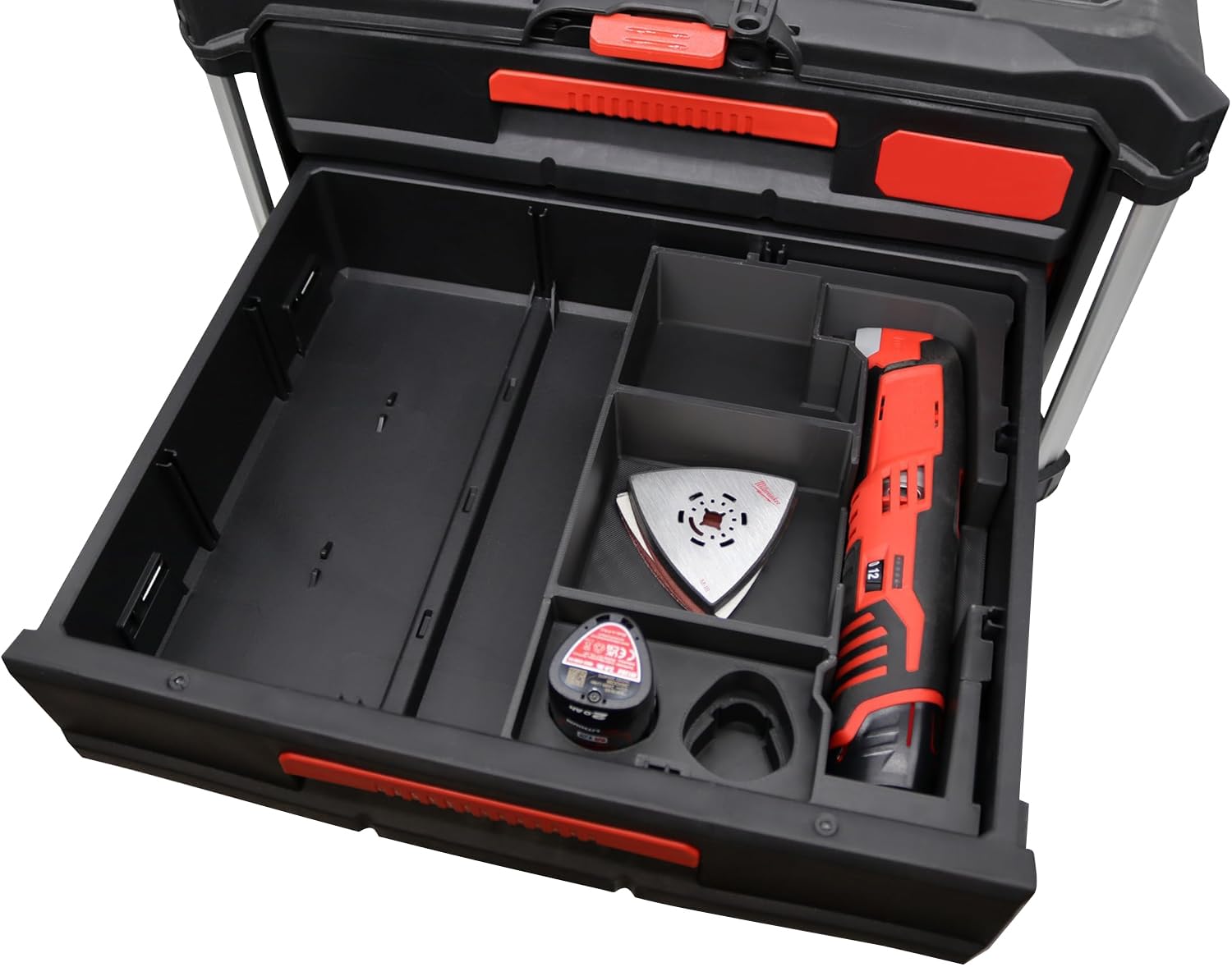 Compatible with MILWAUKEE Packout - 3D Printed PLA+ Insert for Multitool FMT M12 | Organiser for 2 & 3 Drawer Packout - Ready Delivered & Perfect Fit (Multitool FMT M12) — image 1