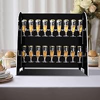 Vista 1 de Tableclothsfactory Estante para copas de vino de 2 niveles con acabado de espejo negro, soporte de espuma para 18 flautas de champán, 25 pulgadas