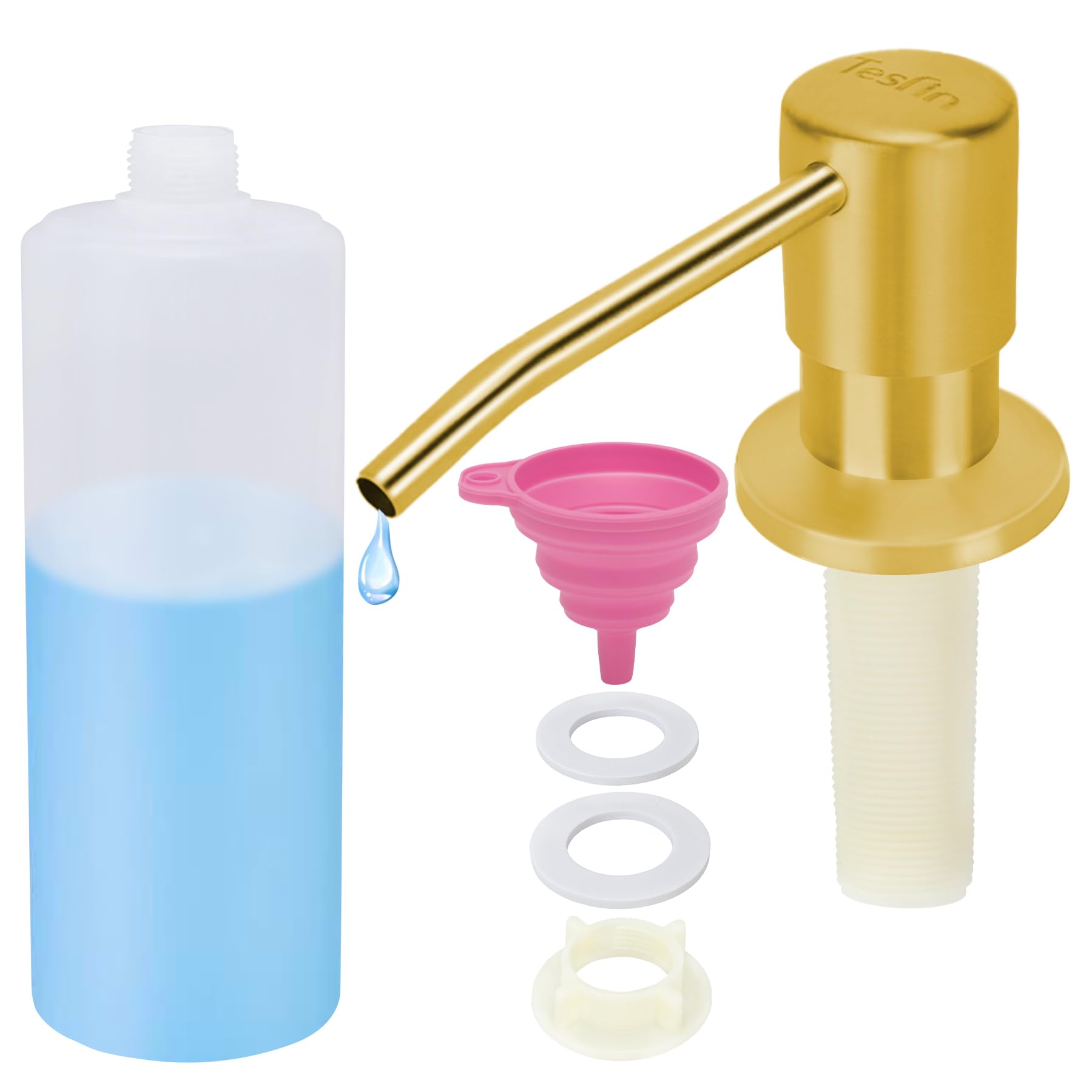 Soap Dispenser for Kitchen Sink Black Built in Soap Dispenser Pump Dish Liquid Countertop with Bottle
