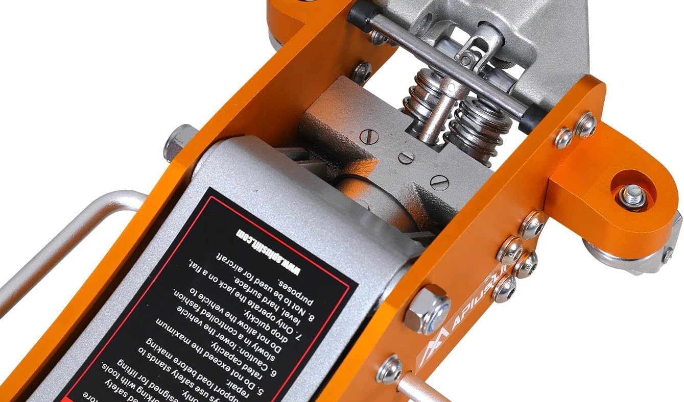 APlusLift AF350G 3 Ton Lower Profile Aluminum and Steel Racing Floor Jack with Dual Pistons Quick Lift Pump for Sport Utility Vehicle, Lifting Range 3-7/8"-19-1/2", Golden, Grey…