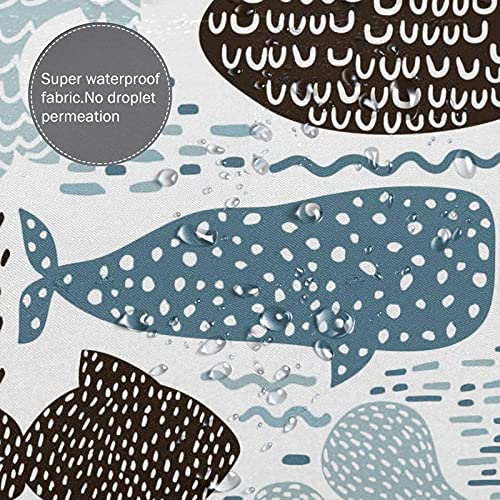 White Curtains For Bathroom Decor 71X65 In,Black Abstract With Nautical Sea Animal Shower Curtain,Seal Whale Octopus Fish Shower Curtain Set With Rugs And 12 Hooks - Blue #TOP6