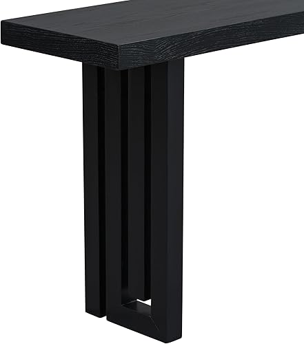 Miniatura 170 de Mesa consola de madera maciza de 48 pulgadas, mesa auxiliar moderna para sofá de entrada con 3 cajones de almacenamiento y 2 estantes. Fácil de