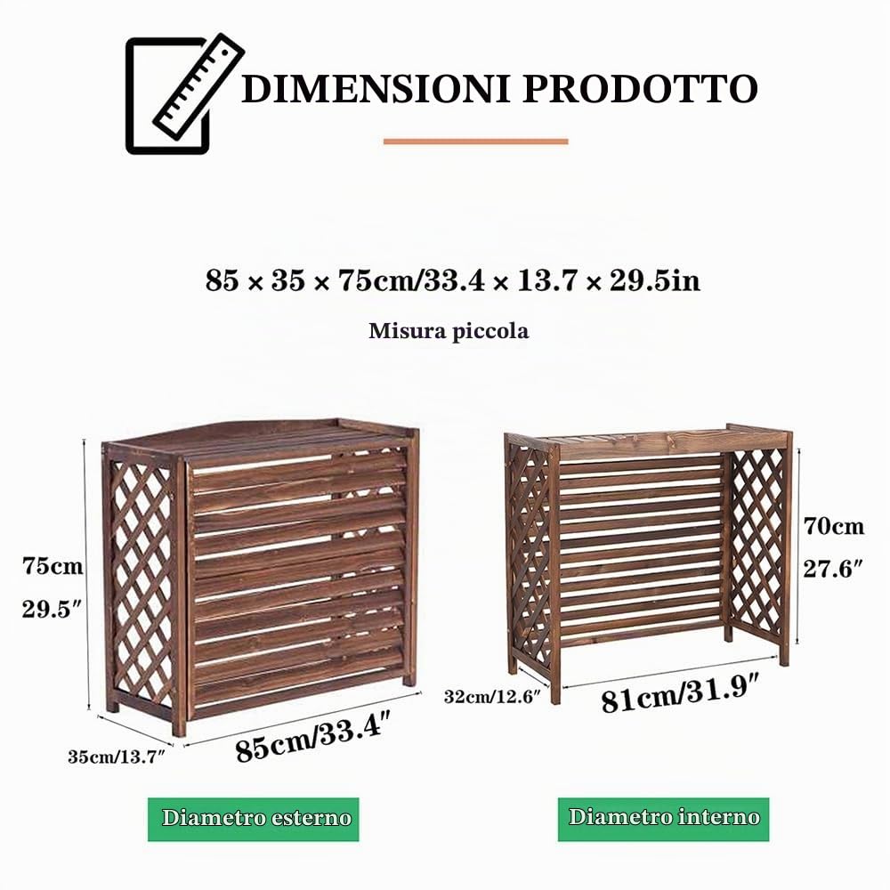 Copri Condizionatore da Esterno in Legno Copertura per unità Esterna con Protezione Solare, Solare/Impermeabile, Protegge Le di Condizionamento d'Aria Esterne(S)