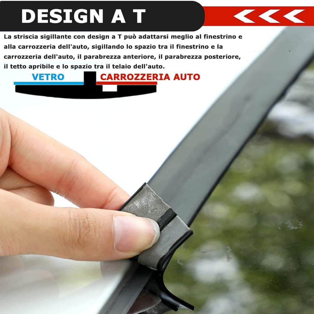 Striscia di Tenuta in Gomma per Parabrezza Auto, parabrezza anteriore e posteriore Guarnizioni adesive per Finestrino della Porta dell'automobile Portiere e Parabrezza (4m)