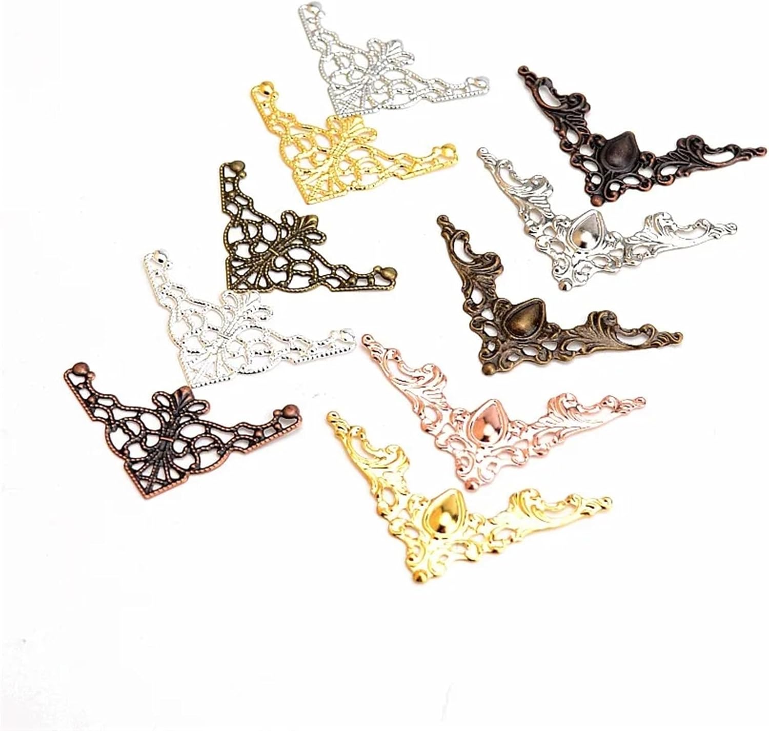Metal corner protector decorative corner 10/20/50PCs Metal Corners for Books Scrapbooking Photo Albums Menus Corner Protectors Metal Crafts DIY Ornament Corner Decorative Protectors(50 PCs,22x31mm Sil