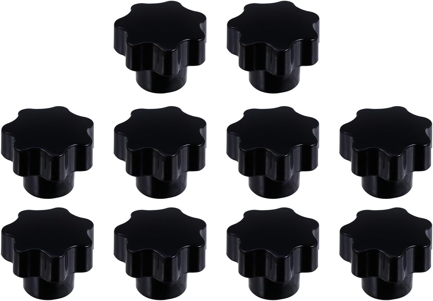 10pcs Plastic Clamping Star Knobs with Thru Hole Threaded Handles M8 Copper Nut Industrial Hand Grip for Mechanical Equipment and Cabinet Tightening