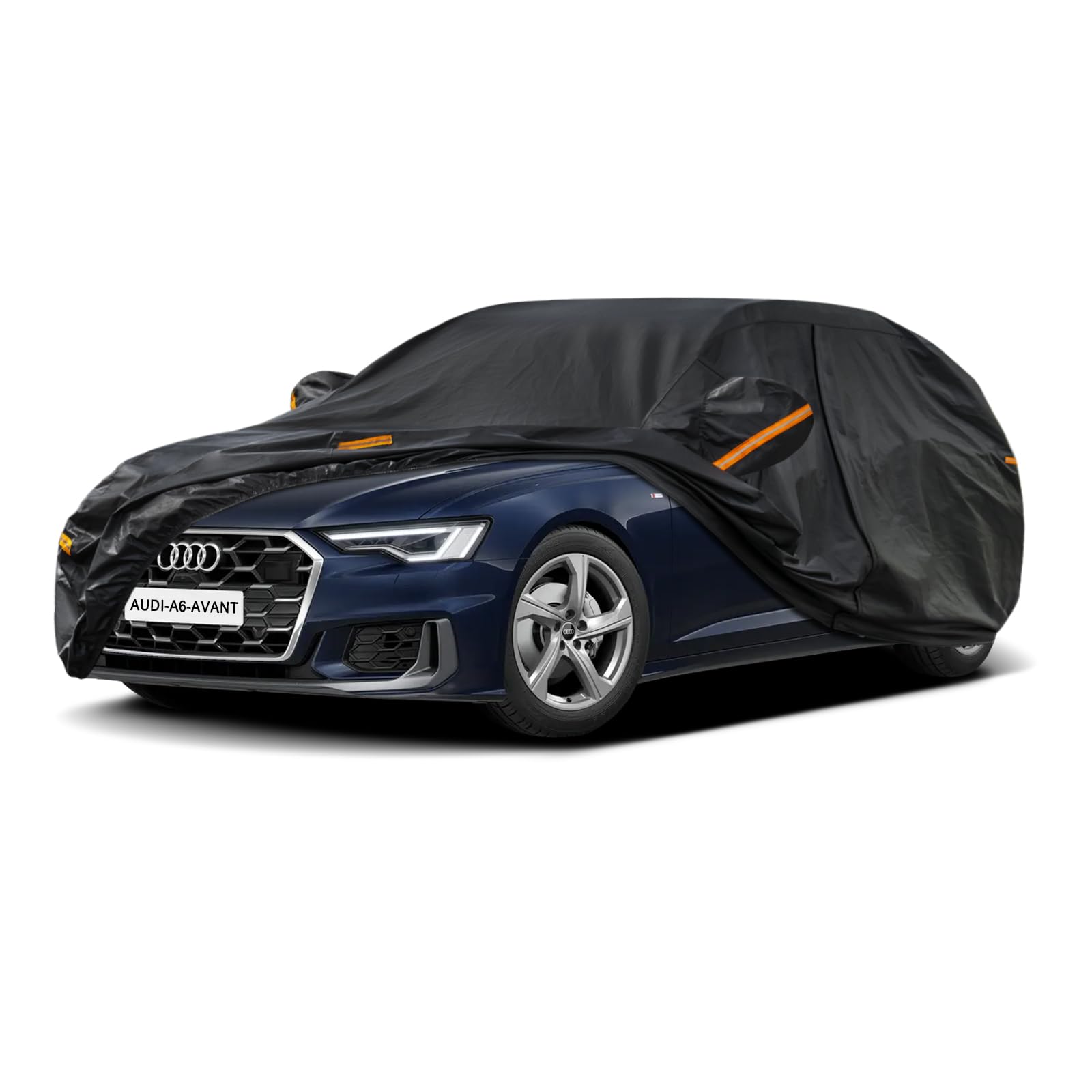 Kayme Kombi Autoplane Wasserdicht Atmungsaktiv für Audi A6 Avant Allroad (2004-2025), 7 Schichten Vollgarage Autoabdeckung für Sonne Staub Schutz Verkratzt, Autoabdeckung mit Reflektierenden Streifen.
