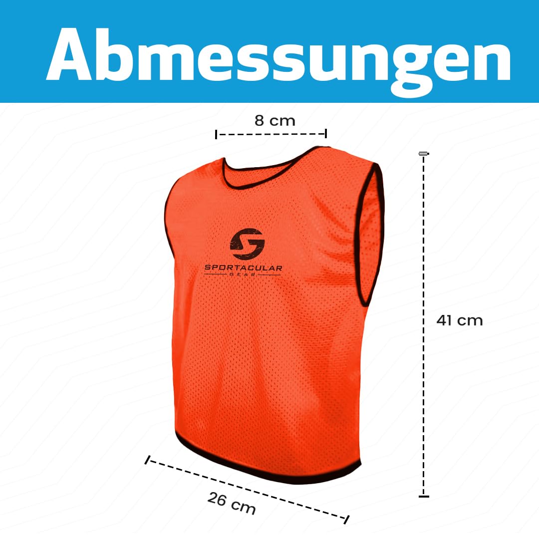 Scrimmage Set Da 12 Pettorine Da Allenamento: Canotte Reversibili In Verde Fluorescente E Arancione, Taglia Unica Large (63x43 Cm) Per Calcio, Basket E Sport Di Squadra