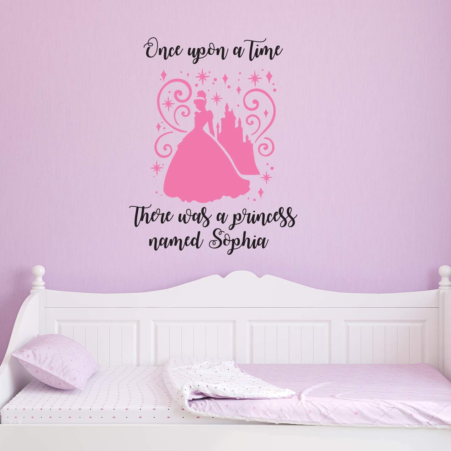 Personalized Princess Vinyl Wall Decal | Once Upon a Time | Beautiful Princess Named | 22x28 Inches#