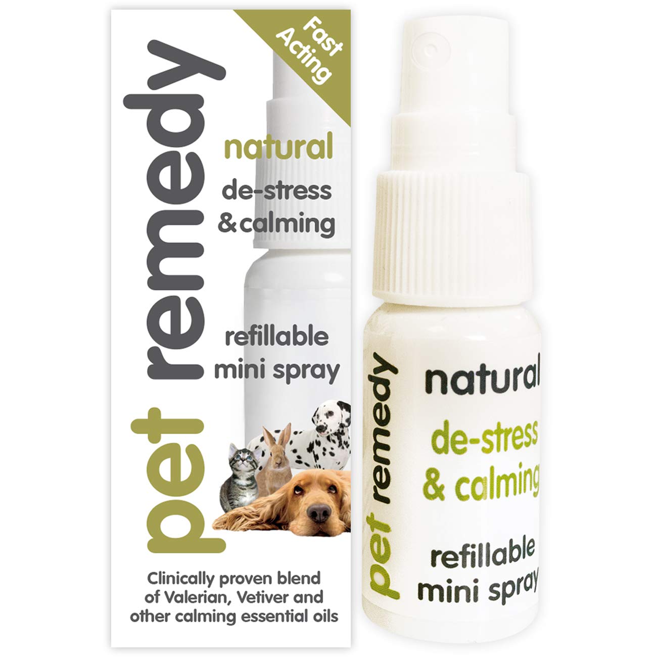 Pet Remedy Natural Efficace Calmante De-Stress Sollievo ansia Cani Gatti Cavalli (15 ml Mini Spray)