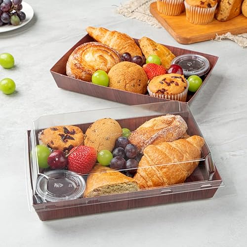 Miniatura 8 de Restaurantware Matsuri Vision Bandeja rectangular de papel de grano de madera grande para sushi, 9 x 6 x 1 12 pulgadas, caja de 100 unidades