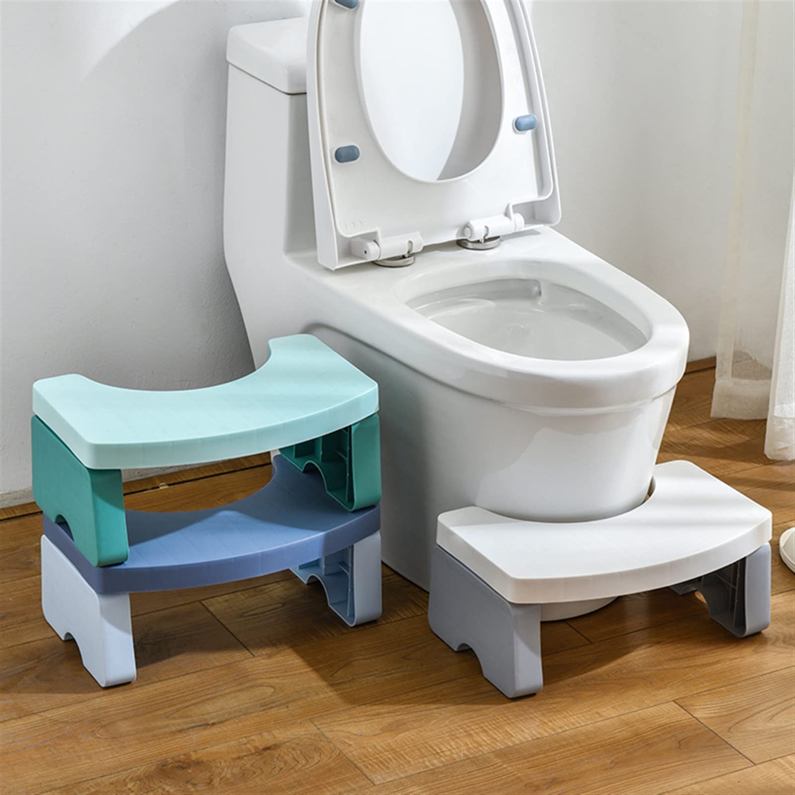 Sgabello da Bagno Pieghevole for la casa Pieghevole for Il Bagno a Squat Comodi mobili Tozzo addensati for Bambini Anziani Pregant Adulti per Guardia di casa (Color : Blue)