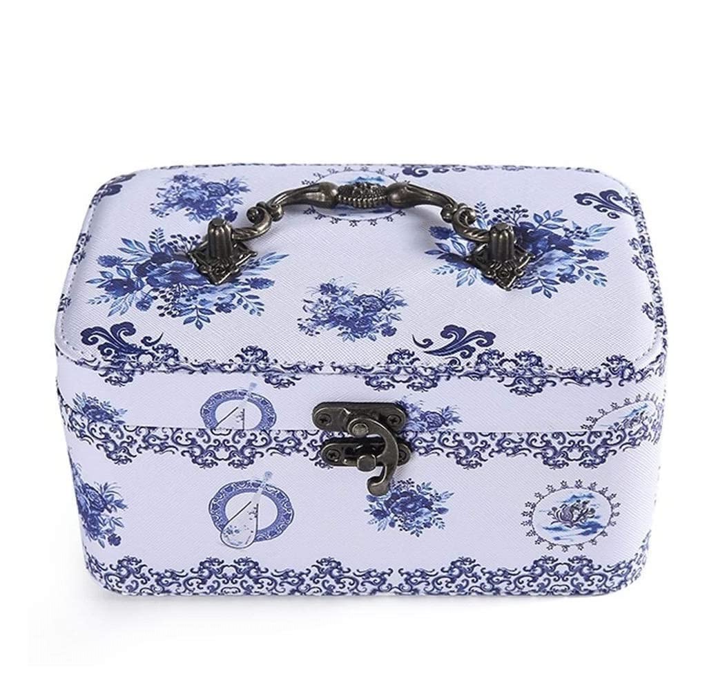 CVdrtyED Box For Women 2 Layer Leather Elegant Retro Travel Jewelry Organizer Storage Case Holder Women Jewellery(E)