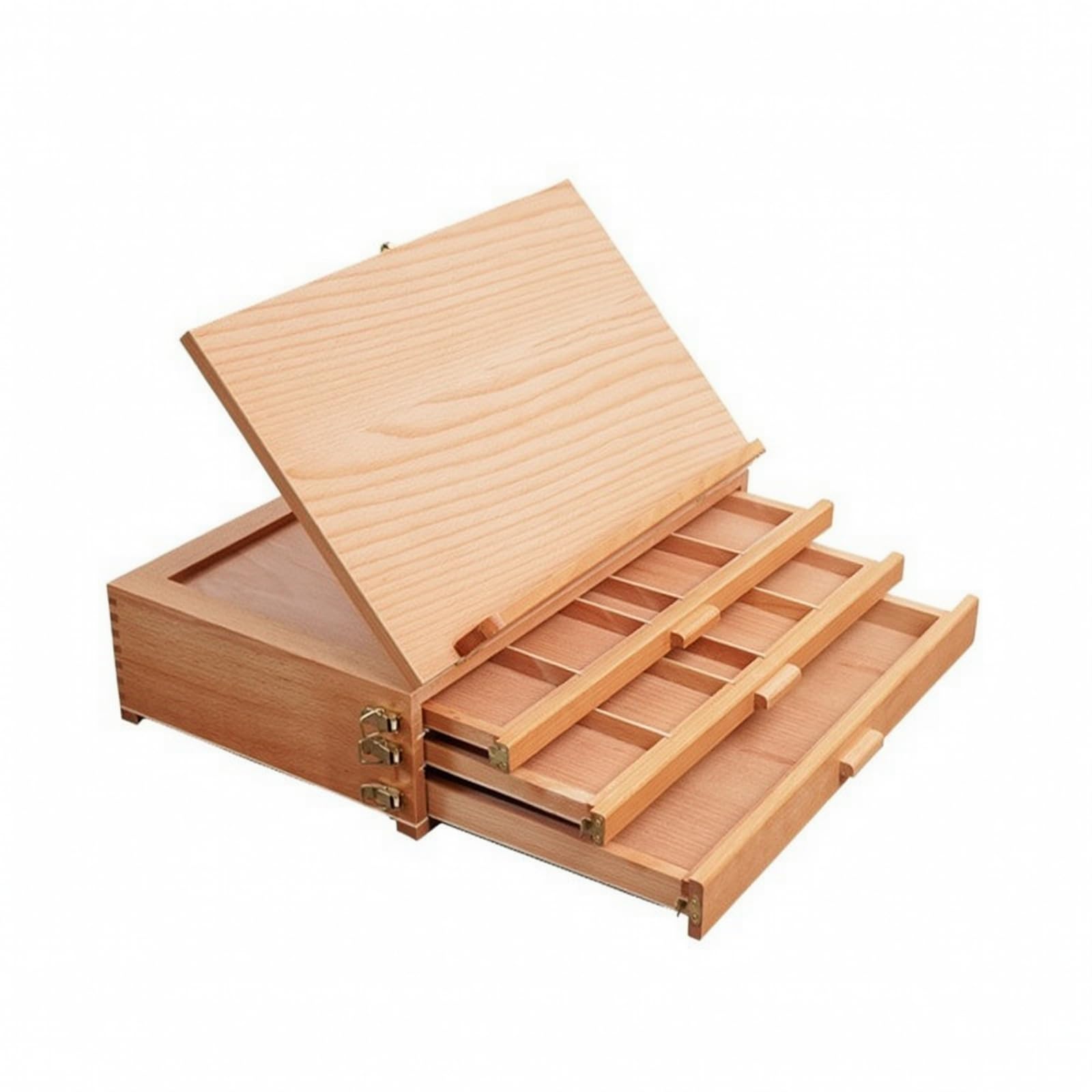 Boîte D'art En Bois Hêtre Ergonomique Mallte Peinture Surface Travail Inclinée pr Peintres, Atelier, Panneau