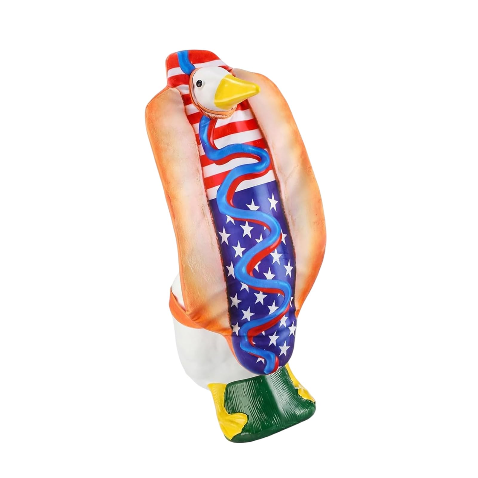 4th of July Porch Goose Costume Cement Garden Goose Statue Clothes Sausage Independence Day Costume Decoration Holiday Porch Decoration