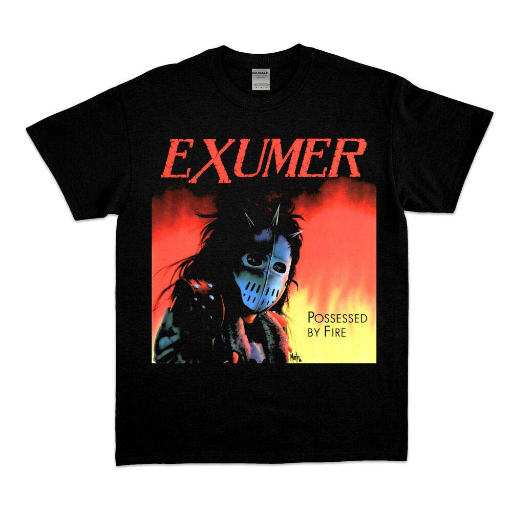 ptoexumer Possessed by fire Thrash Metal Band Men's Black t Shirt Size s to 2XL