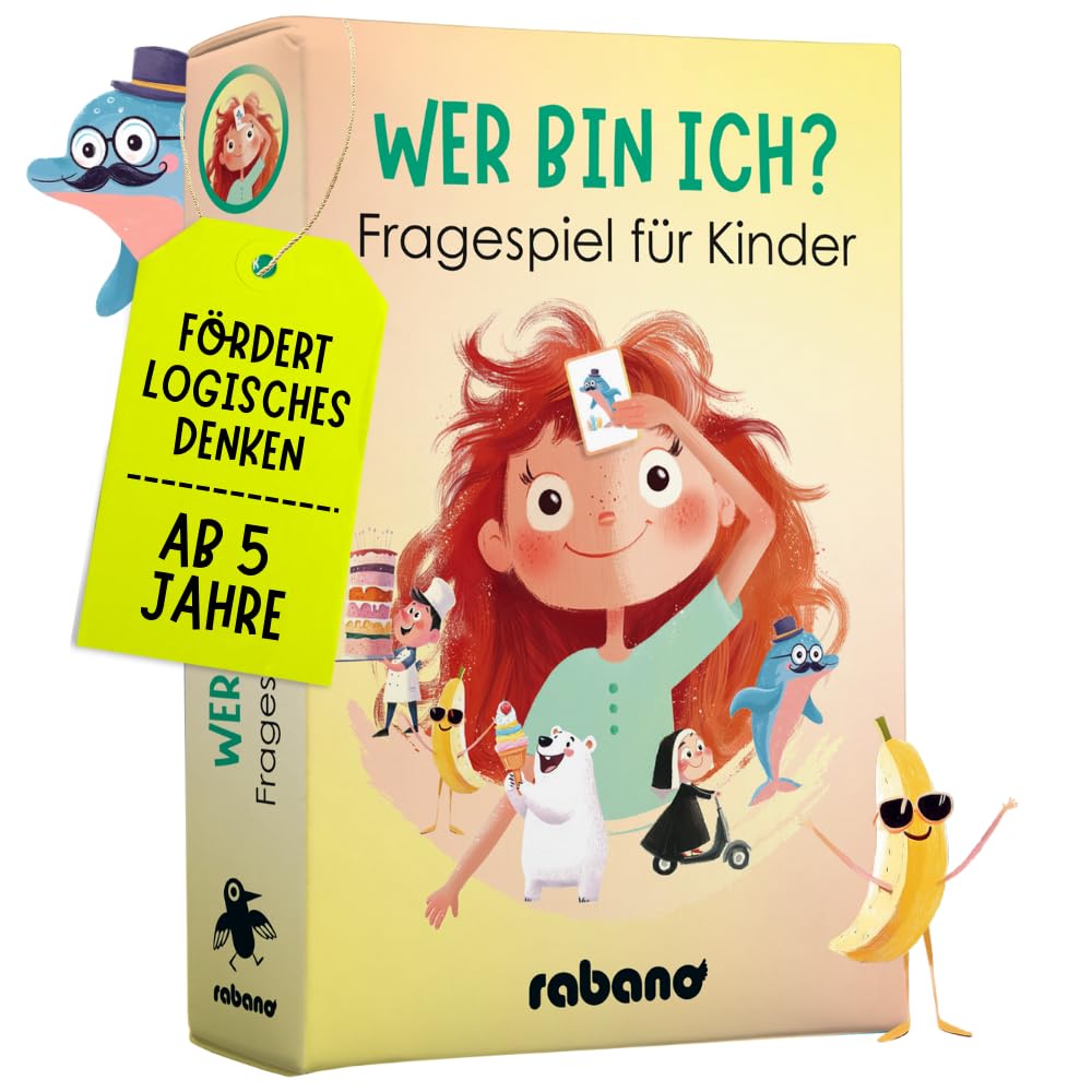 Rabano Art Wer Bin ich? Spiel für Kinder I Lernspiel & Geschenk für Mädchen und Junge I Spiele ab 4, 5, 6, 7, 8, 9 Jahre I Ostergeschenke Kinder I Outdoor Spiel