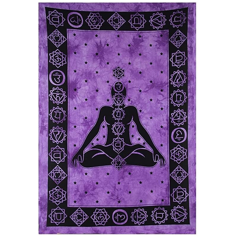 AVA Collections Tapestry Multicoloured Wall Hanging Psychedelic Tapestries Indian Cotton Poster Picnic Sheet Wall Decor Blanket Wall Art Hippie Bedroom Décor (Purple