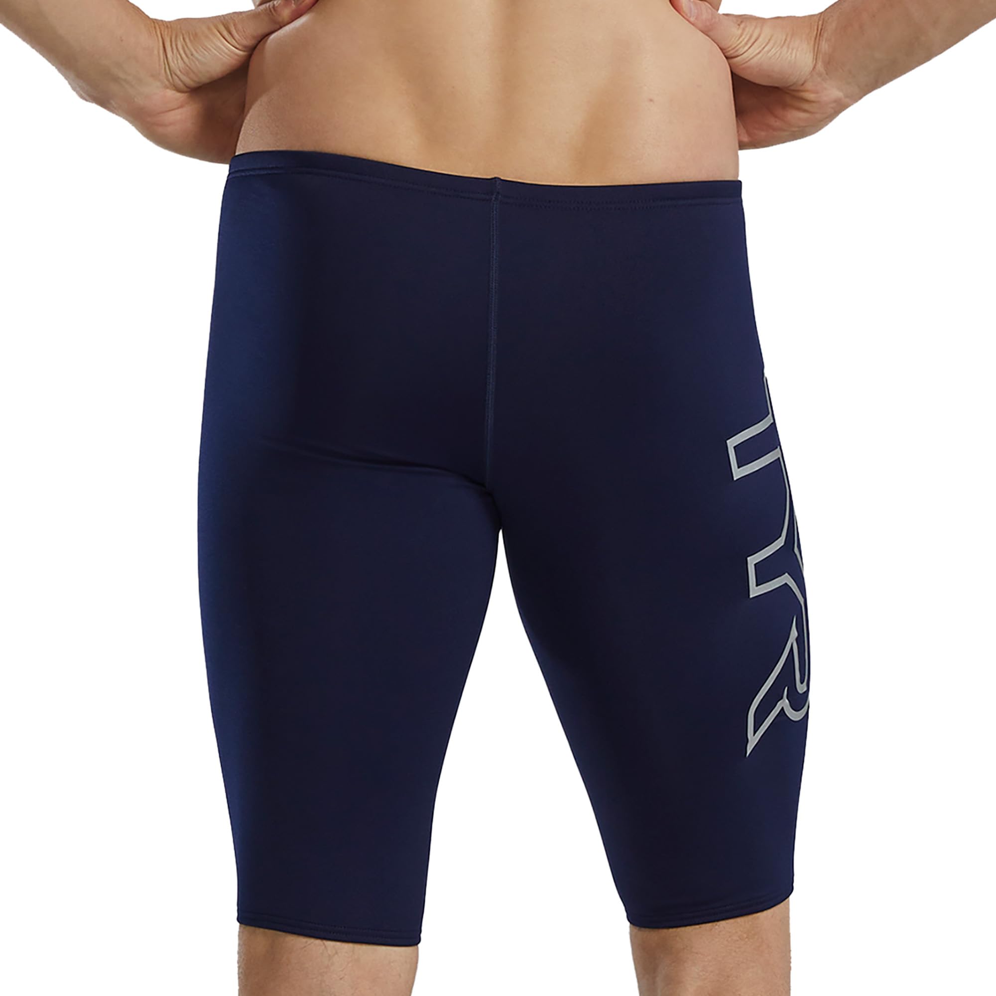 TYR Durafast Elite Solid Jammer Męskie kąpielówki, kolor granatowy/logo, rozmiar 42