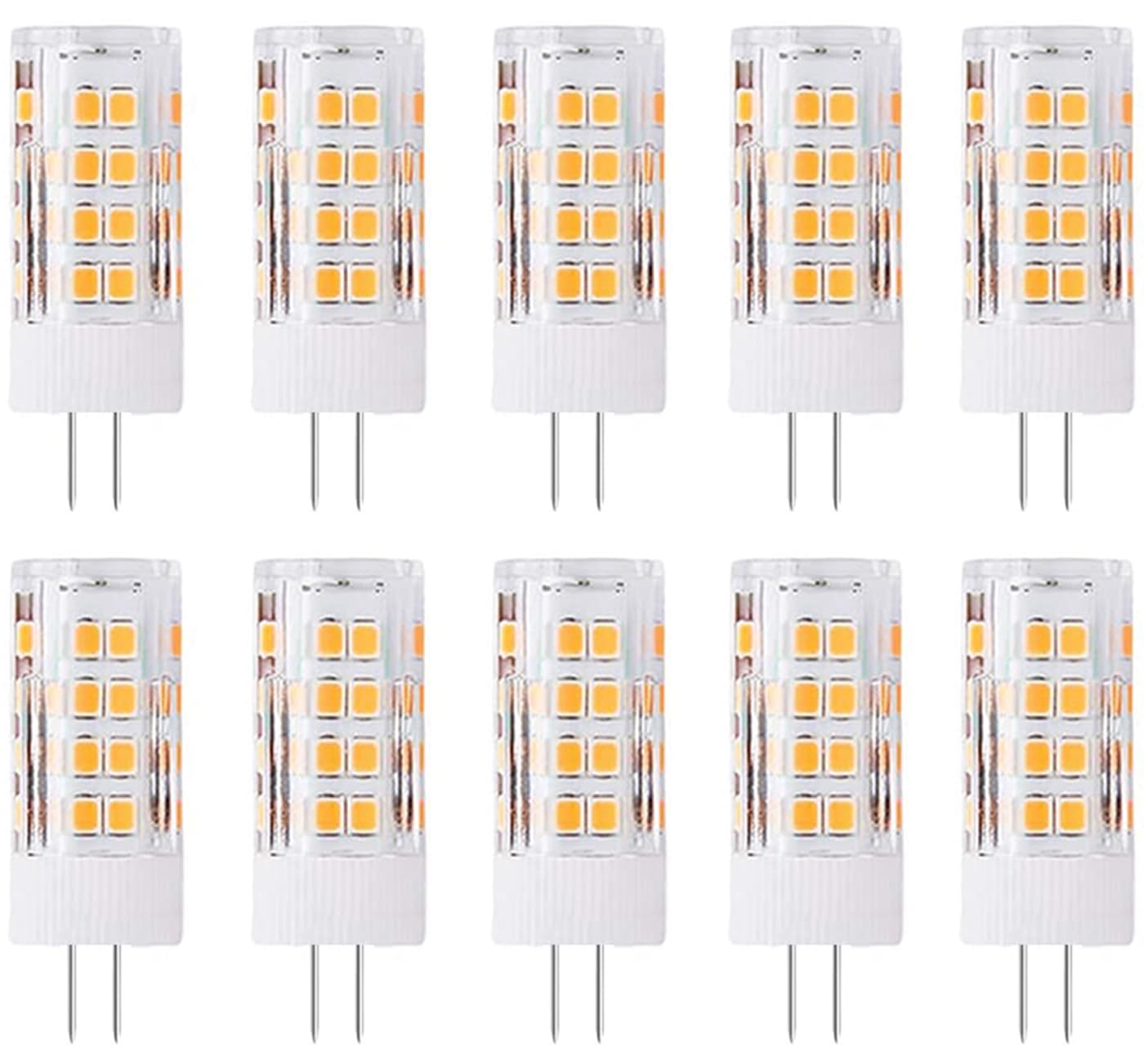 ZFQ G4 LED-Lampen, 5W LED-Leuchtmittel, 500 Lumen, Warmweiß 3000 K, 360 Grad Abstrahlwinkel, Entspricht 50 Watt Halogenlampen, AC/DC 12V, Nicht Dimmbar Kein Flimmern, 10er-Pack