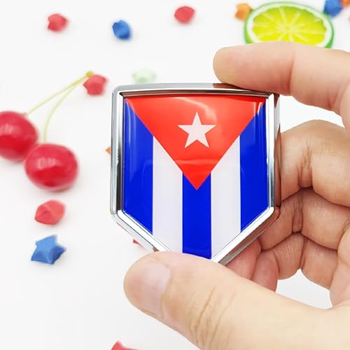 Miniatura 2 de Overdecor Calcomanías de bandera de Cuba, emblema de automóvil, accesorios de automóvil cubano, decoraciones de bandera de escudo cromado,