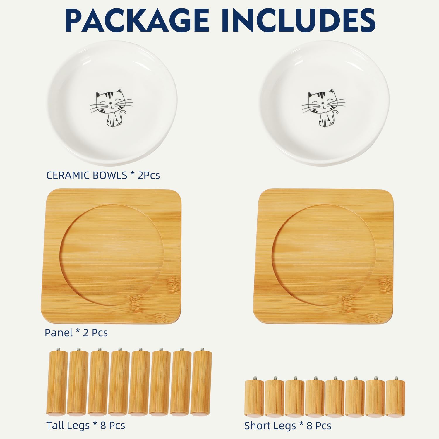 Elevated Cat Bowls for Indoor Cats – Raised Bamboo Cat Bowl Stand with 5.75 Inch Wide Ceramic Dishes, Pet Food Plate Table for Easy Feeding, Whisker Friendly(White,Set of 2) - image 8