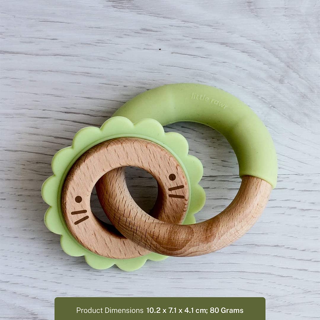 Little Rawr Ekologiczny gryzak z miękkiego silikonu, idealny dla noworodków i małych dzieci, idealny prezent na urodziny, baby shower, lwa