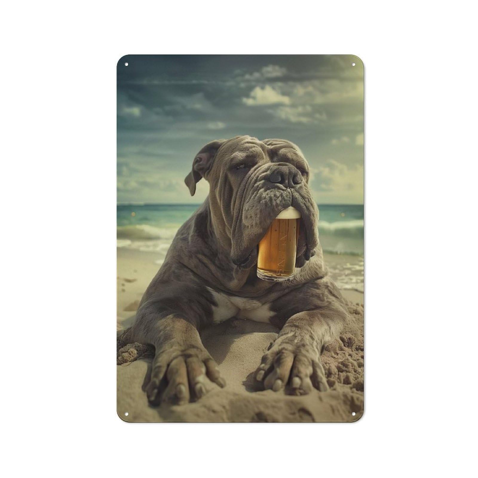 Junmoney Neapolitan Mastiff Beer Rustic Tin Wall Plaque 30X20cm For Bar Or Restaurant, For Vintage Wall Decor Fans, For Garage And Workshop Walls