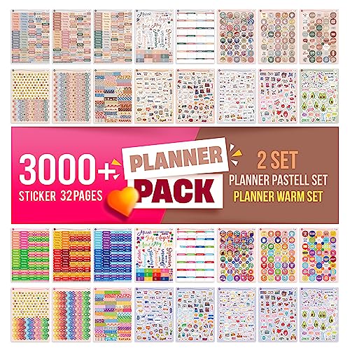 Colortouch Lot de 3000 autocollants pour planificateur mensuel - Accessoires pour calendrier, organiseur, agenda - Décoration saisonnière