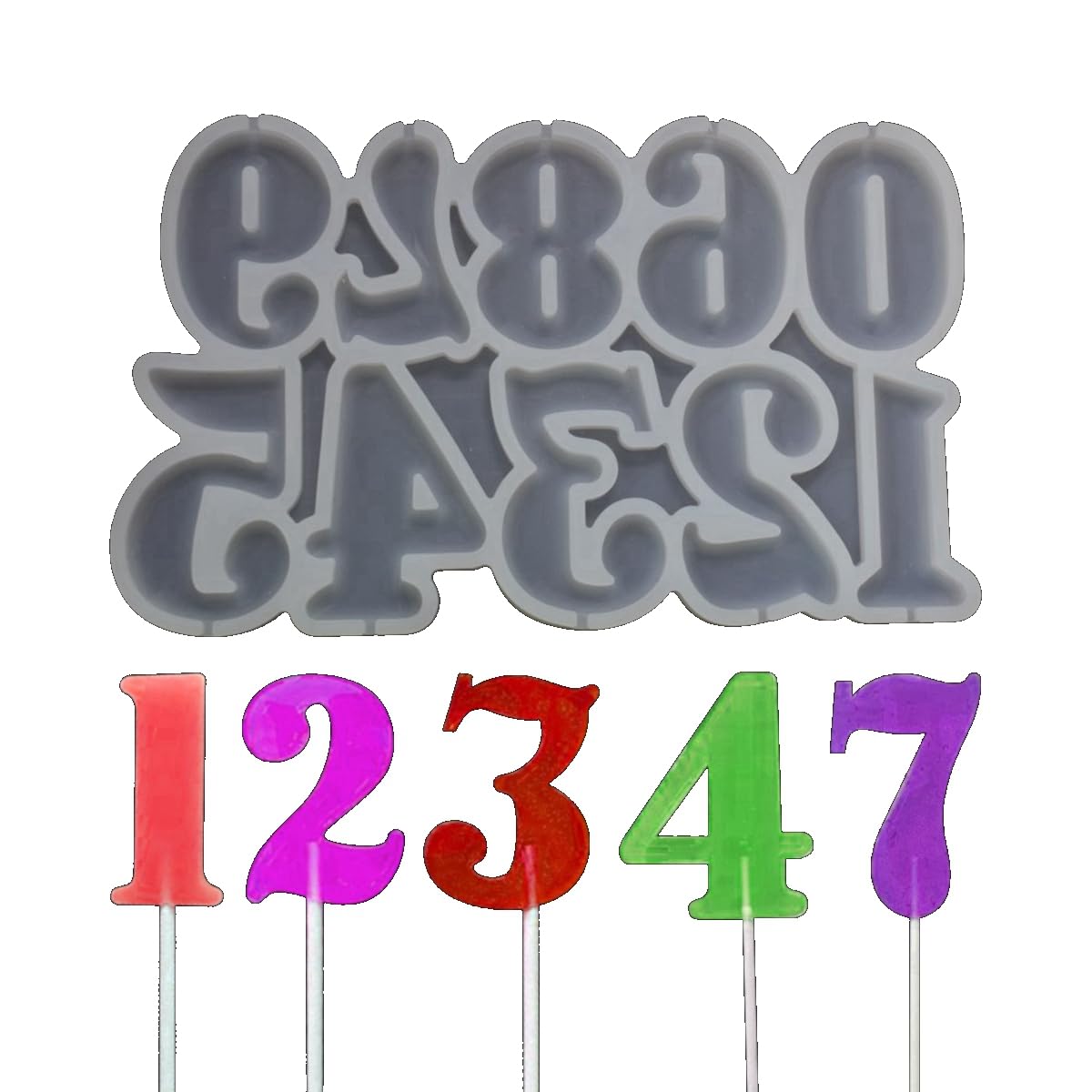 mostsom 2pcs/lot Number Shaped Baking Mold DIY Lollipop Numeric Modeling Silicone Chocolate Candy Mould Birthday Cake Decoration Kitchen Tools (D_