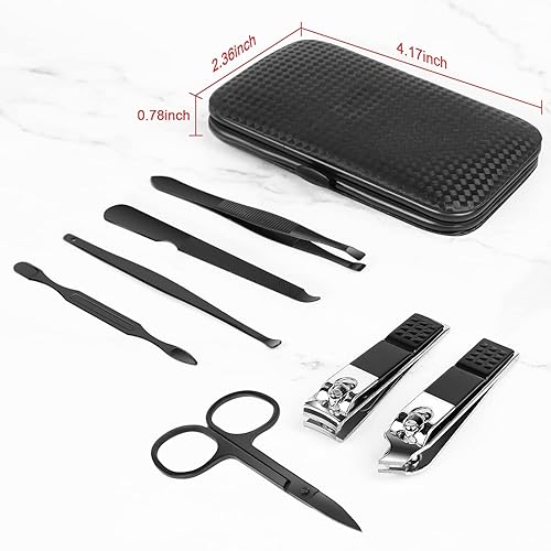Miniatura 5 de Juego de manicura y pedicura de acero inoxidable, herramientas de corte de uñas personales, kit de aseo portátil de viaje con estuche de cierre a