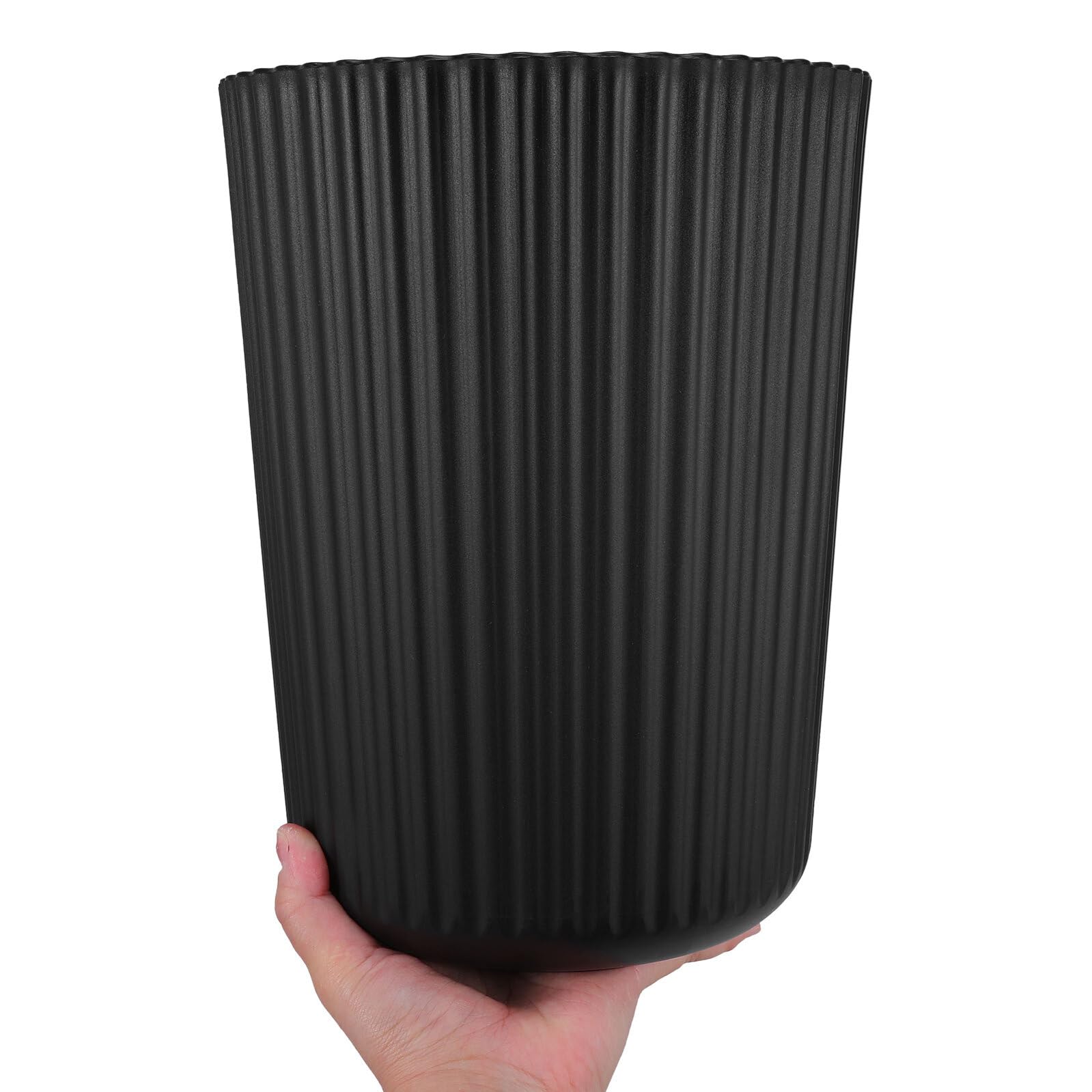 Papelera de Plástico Redonda Mediana sin Tapa Cubo de Basura Negro para Cocina y Baño Contenedor Versátil y Portátil para Escritorio y Hogar Bote de Basura Compacto para