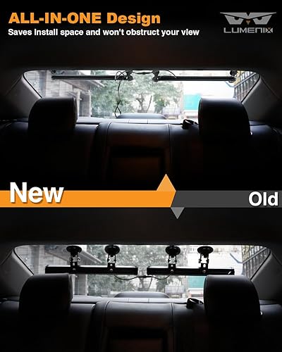 Miniatura 5 de LUMENIX Barra de luz estroboscópica LED de asesor de tráfico con controlador, 30 modos intermitentes para ventosas de parabrisas de ventana, montaje