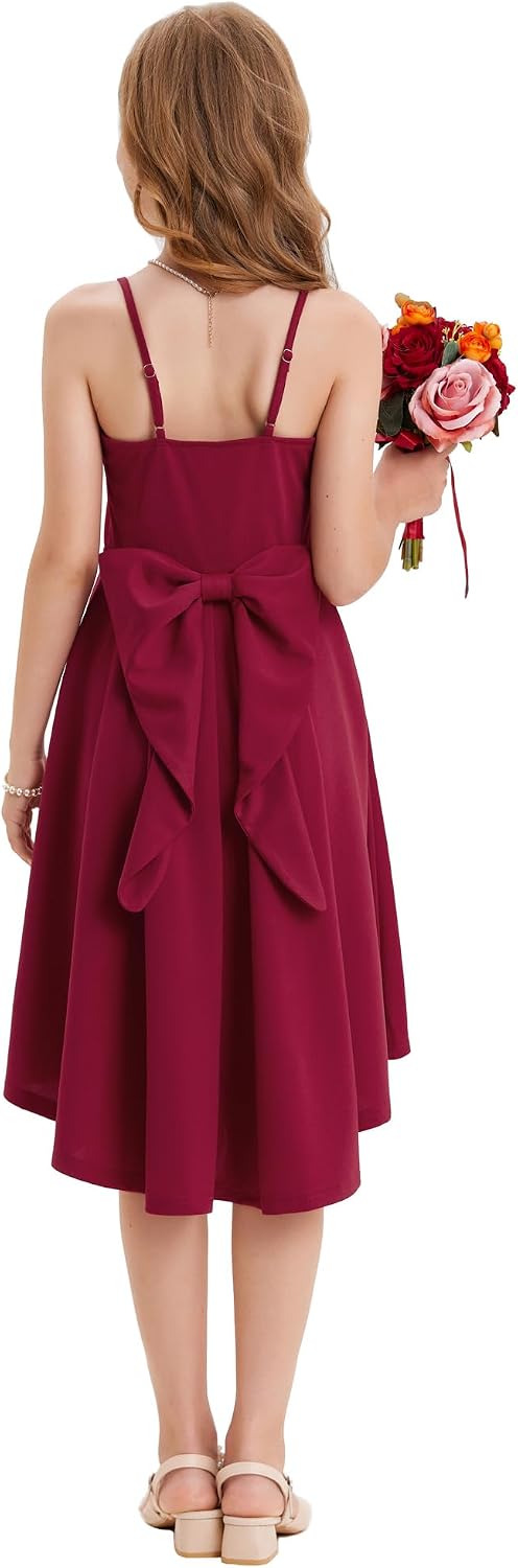 GRACE KARIN Girls Dress Formal Party High Low Bow Back Teen Tween 7-14Y