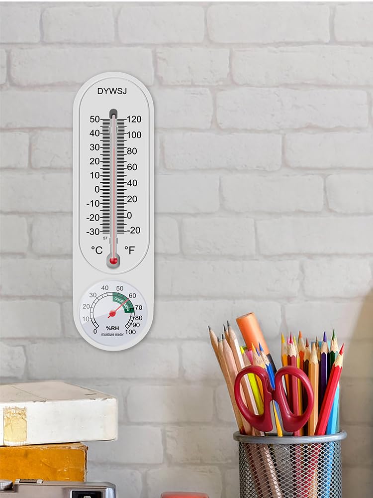 5 Pcs Indoor Outdoor Thermometer Wall Humidity Meter Vertical and Hygrometer Wireless Temperature Gauge with Fahrenheit/Celsius for Patio Garden Celsius/Fahrenheit Mechanical Home Cellar Greenhouse