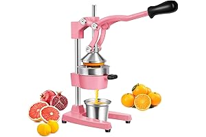 Pink Squeeze Delight: Effortless Lemon Extraction with Cast-Iron Sturdiness