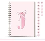 Pink Bow Journal Notebook for Girls,Initial J Journals Personalized Diary Gifts for Teen Girl Kids,Monogrammed Gifts for Women,Trendy Coquette Cute Hardcover Spiral Notebook 5.5 x 8.3
