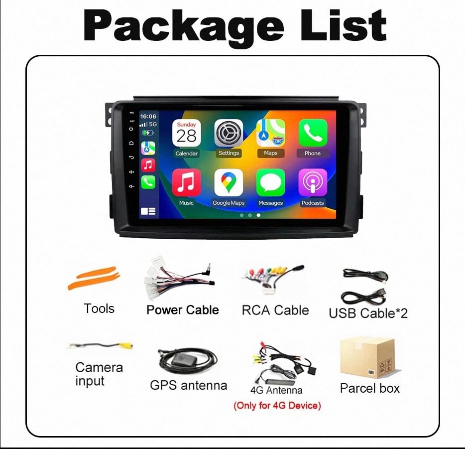 Navegador GPS Smart Fortwo 451 Pantalla Táctil CarPlay 2005-2010 6