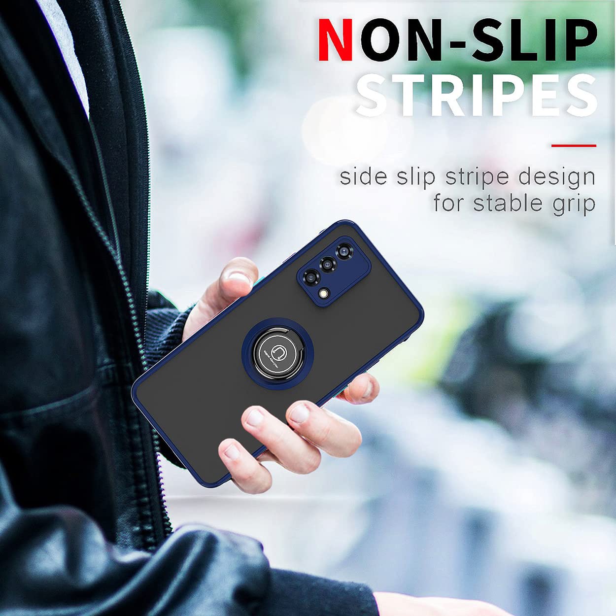 COMAKU Cover Per Xiaomi Redmi 9AT/Redmi 9A Con Anello Magnetico 360° E Supporto, Antiurto, Blu Reale - 6