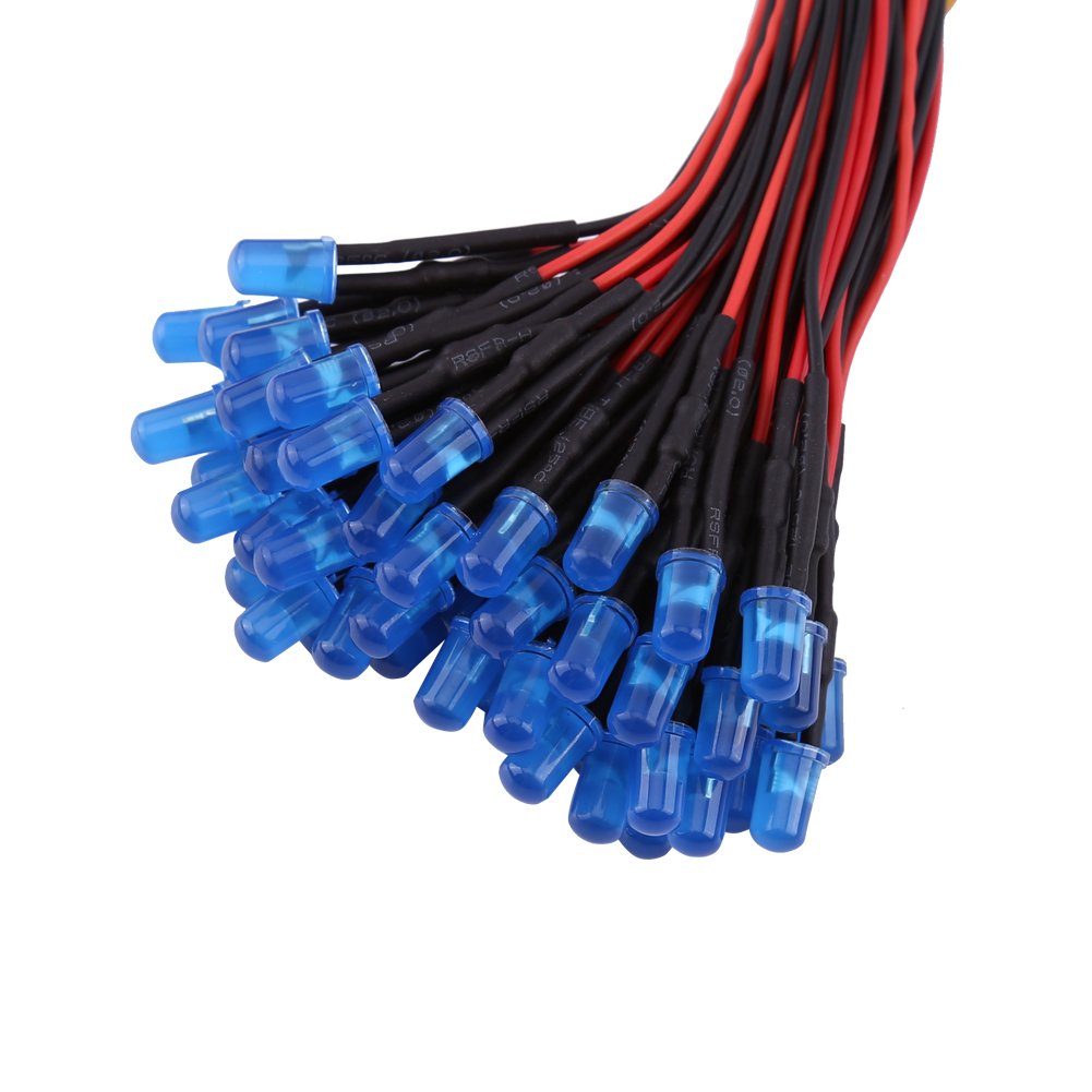 LiebeWH – 50 LED Diffusi 3mm Arancione – Pre-cablati 12V DC Con Filo 20cm – Per Hobby, Auto, Fai Da Te