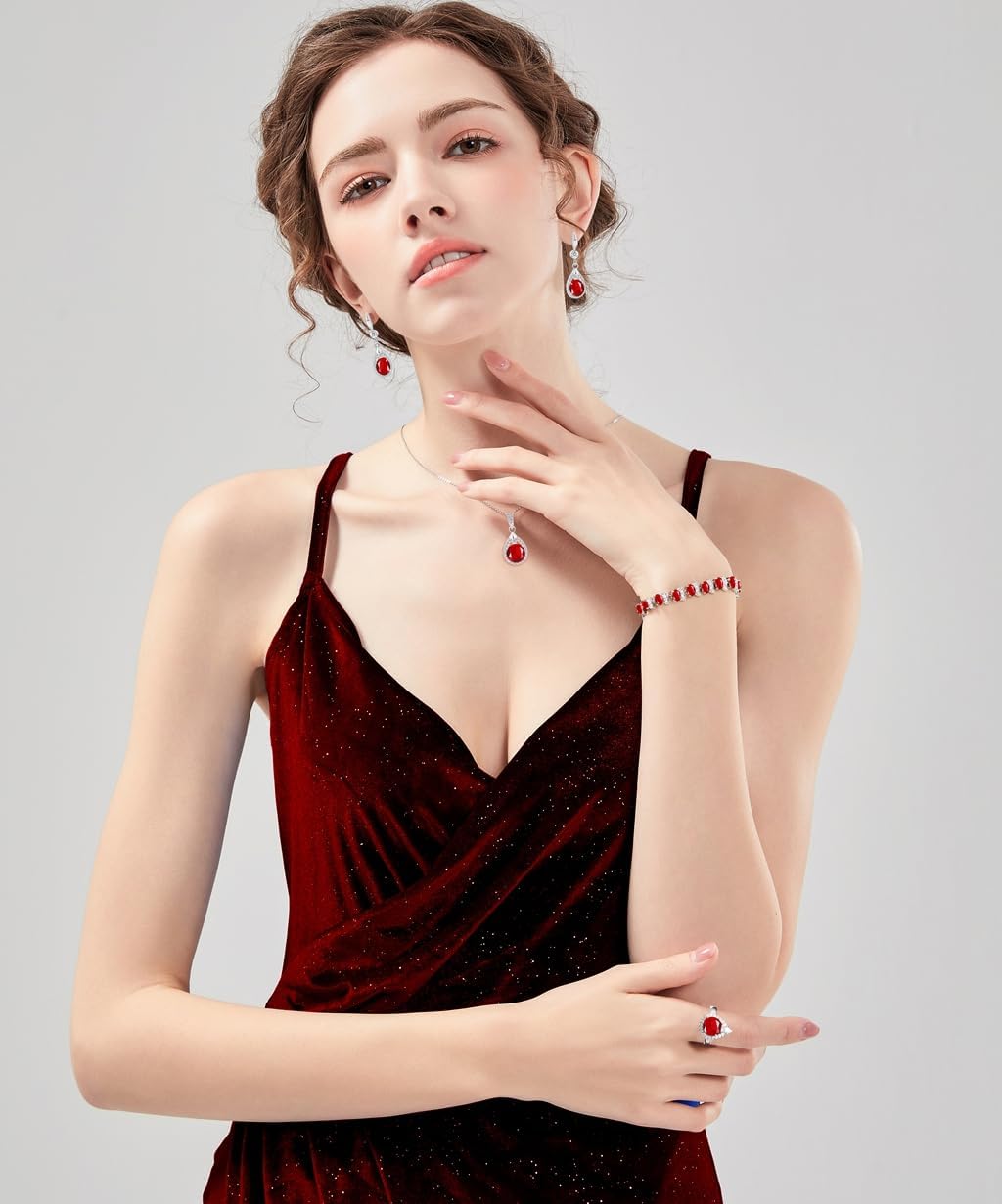 LMXXVJ Jewelry Set For Women,Platinum Plated Necklace Ring Earrings Bracelet Costume Jewelry Set Mother's Day Christmas Birthday Thanksgiving Day Gift for Mom/Wife - Image 2