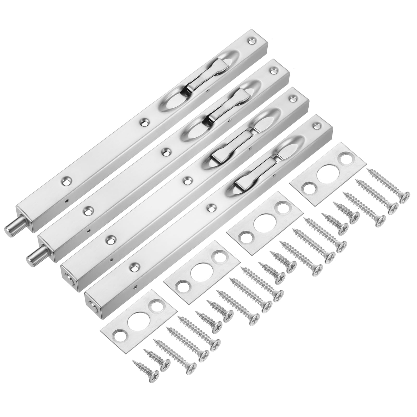 Verrou coulissant en acier inoxydable argenté 25,4 cm finition soignée anti-corrosion lot de 4