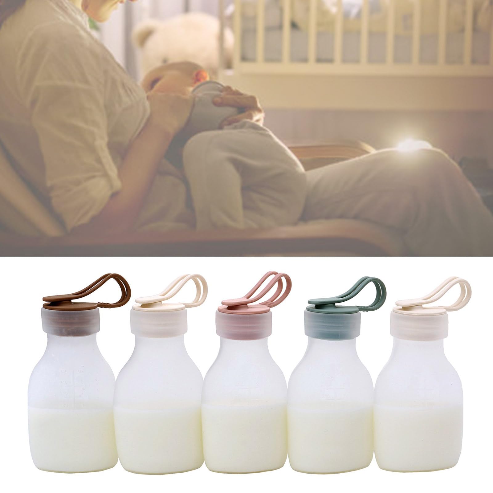 Muttermilch Aufbewahrungsbehälter aus lebensmittelechtem Silikon, faltbar, platzsparend, wiederverwendbare Milch Organizer Tasche, 2 Stück / 5 Stück, platzsparender Muttermilchbeutel
