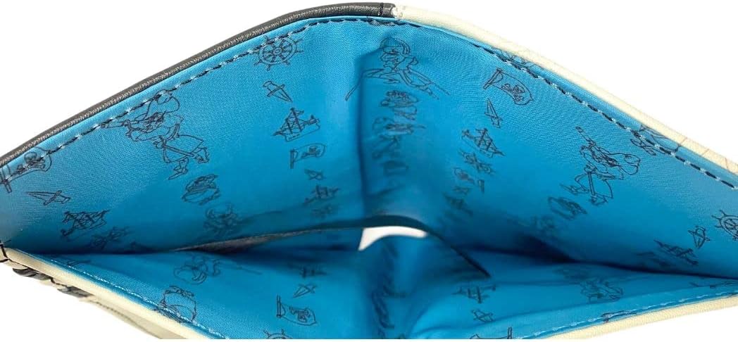 Loungefly Captain Hook Pirate Skull Peter Pan All-Over-Print Faux Leather Flap Wallet with Snap Closure