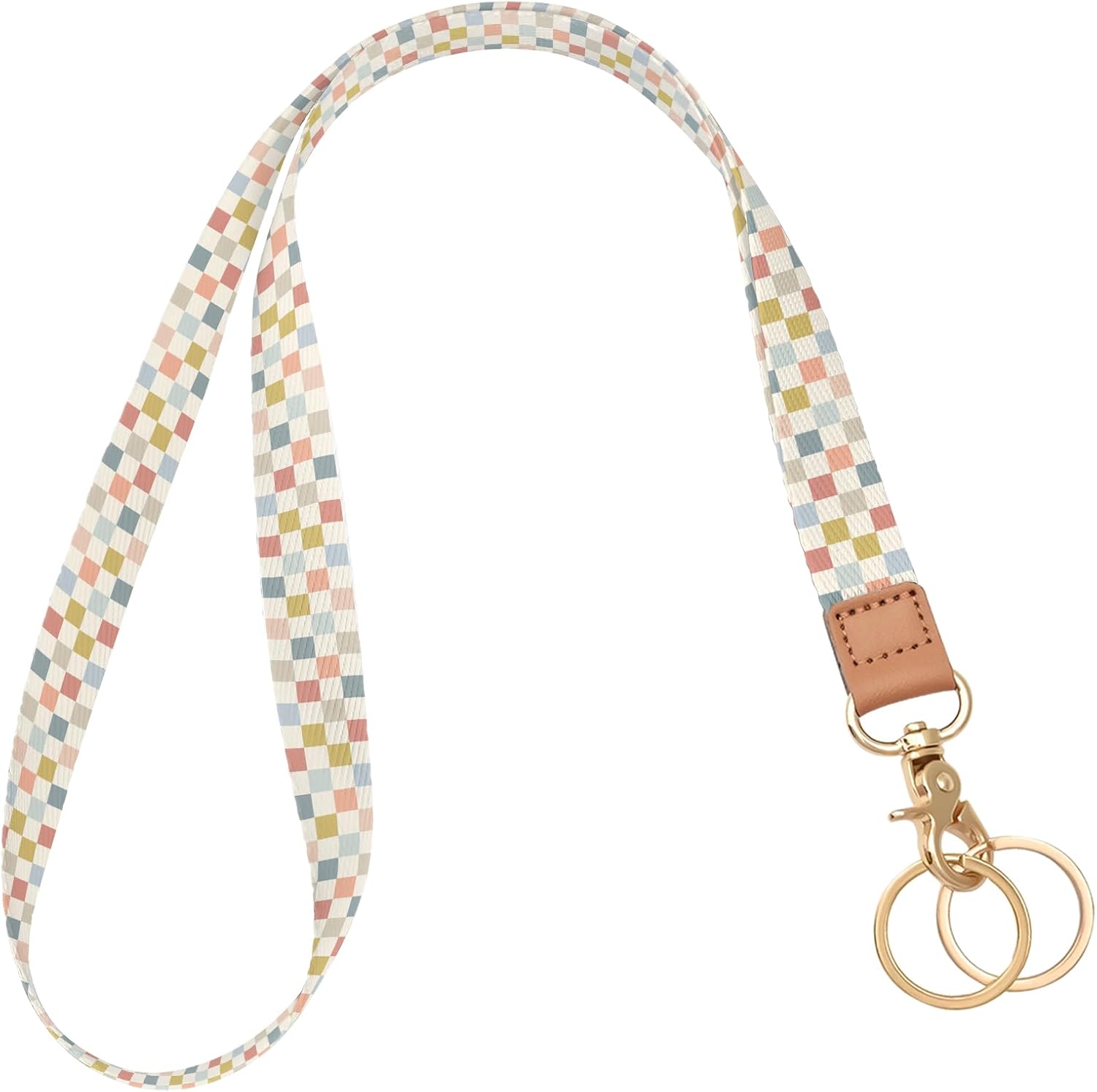 Lanyards for Keys, Neck Lanyard Keychain Long for Women, Cute Lanyards for ID Badge and Wallets, Colorful Plaid