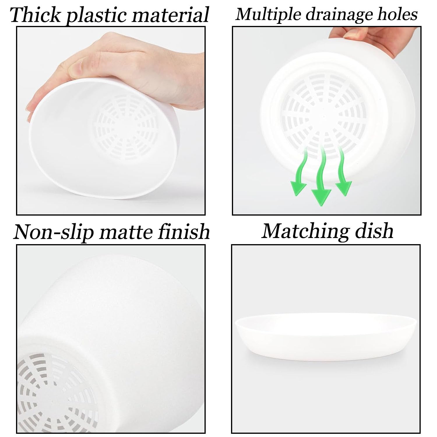 10 Pcs Plastic Planters Pots, 8 Colours Mini Flower Seedlings Pots with Drainage Hole and Saucer - Image 3