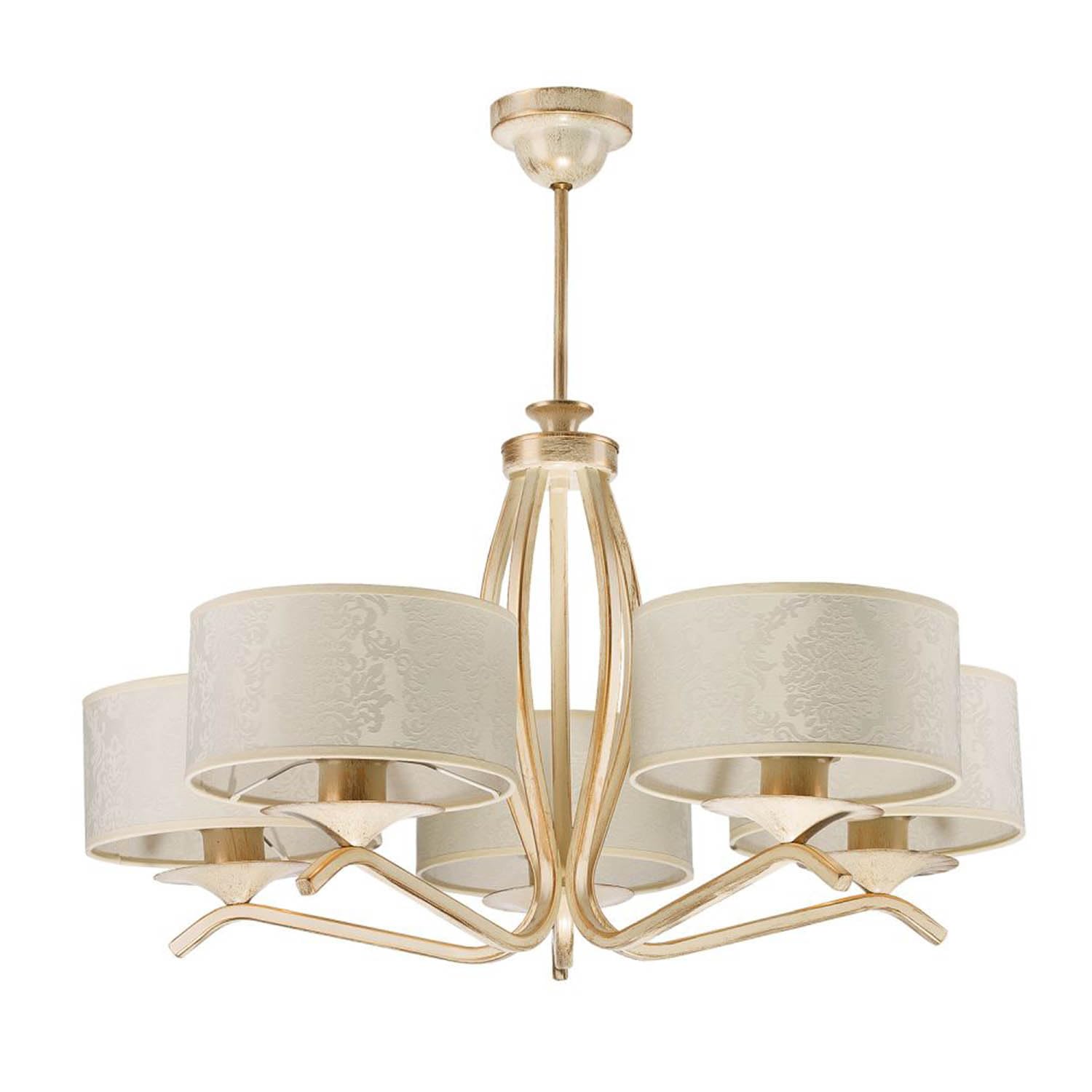 Licht-Erlebnisse Elegante Deckenlampe Shabby Gold Weiß Stoffschirm Ø66cm Esszimmer Wohnzimmer Deckenleuchte DAGNO
